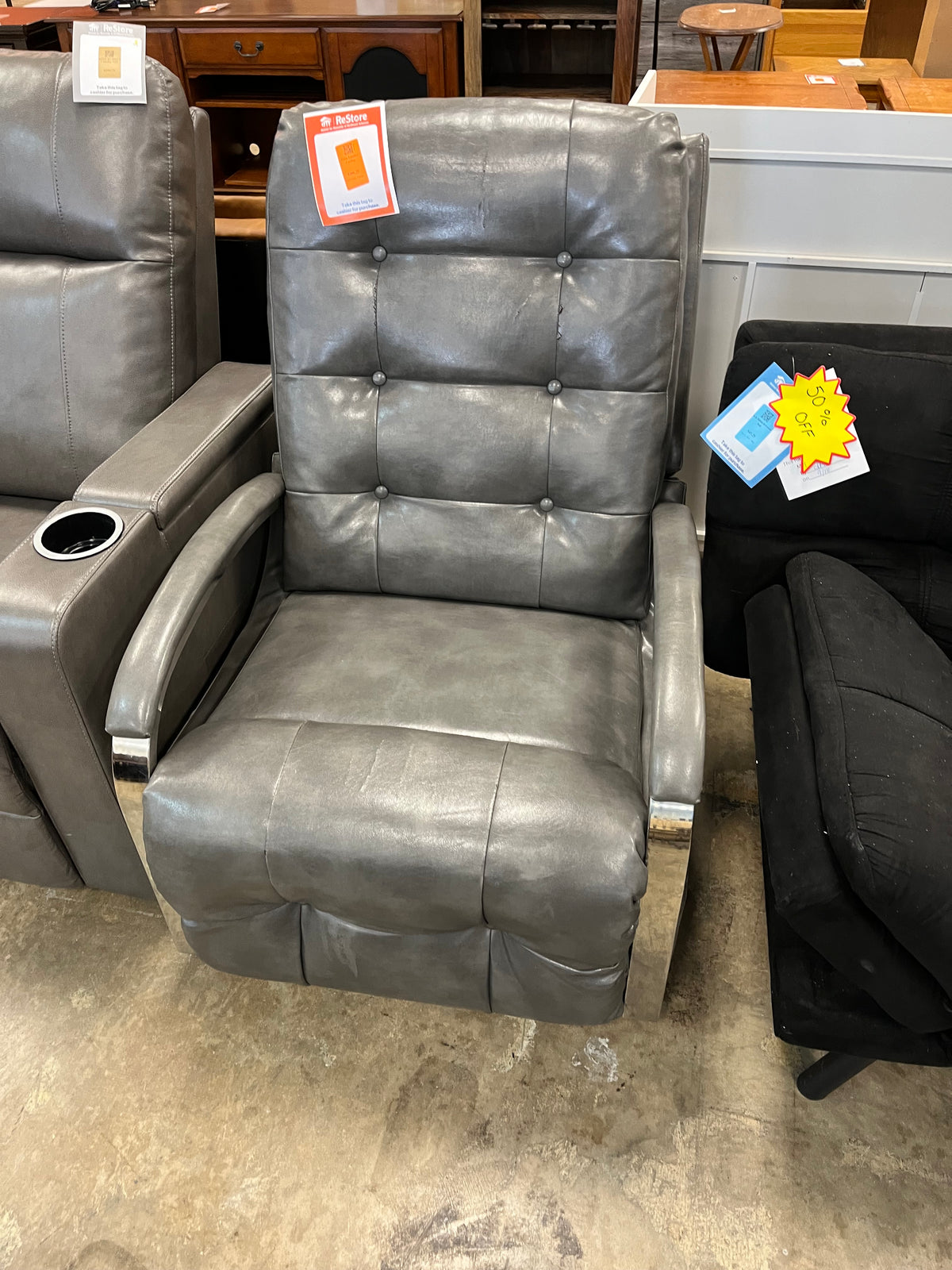 Grey Leather LazBoy